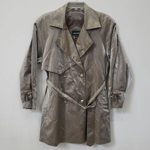 Gallery Raincoat Womens M Shimmery Metallic Belted Trench Coat